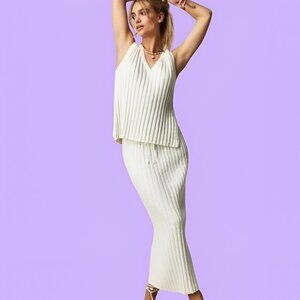 NWOT Free People Veda Knit Midi Skirt Ivory Size XS